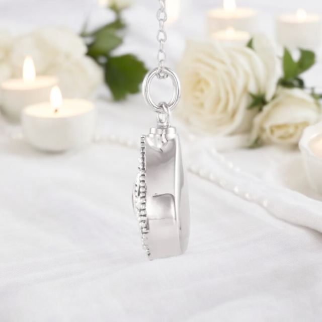 Birthstone Teardrop Cremation Ash Urn Necklace in Sterling Silver