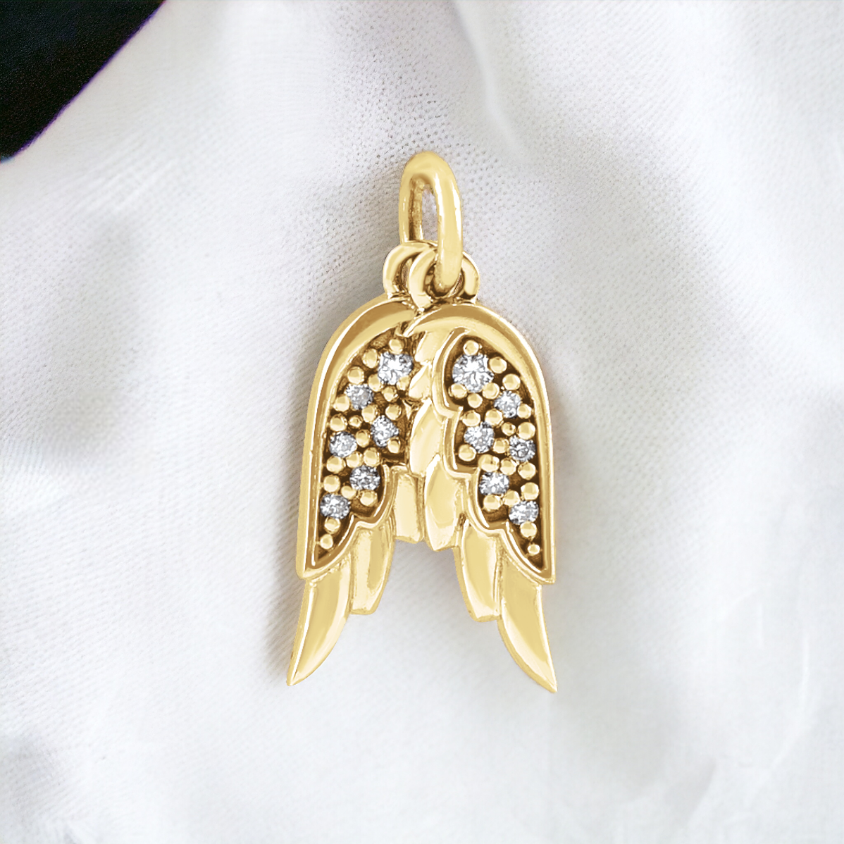 Guardian Angel Wings Diamond Necklace or Pendant in 14K Gold & Sterling Silver