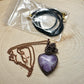 Floral Embrace Purple Larvikite Heart Necklace in Antiqued Copper