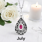 Birthstone Teardrop Cremation Ash Urn Necklace in Sterling Silver