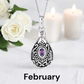 Birthstone Teardrop Cremation Ash Urn Necklace in Sterling Silver