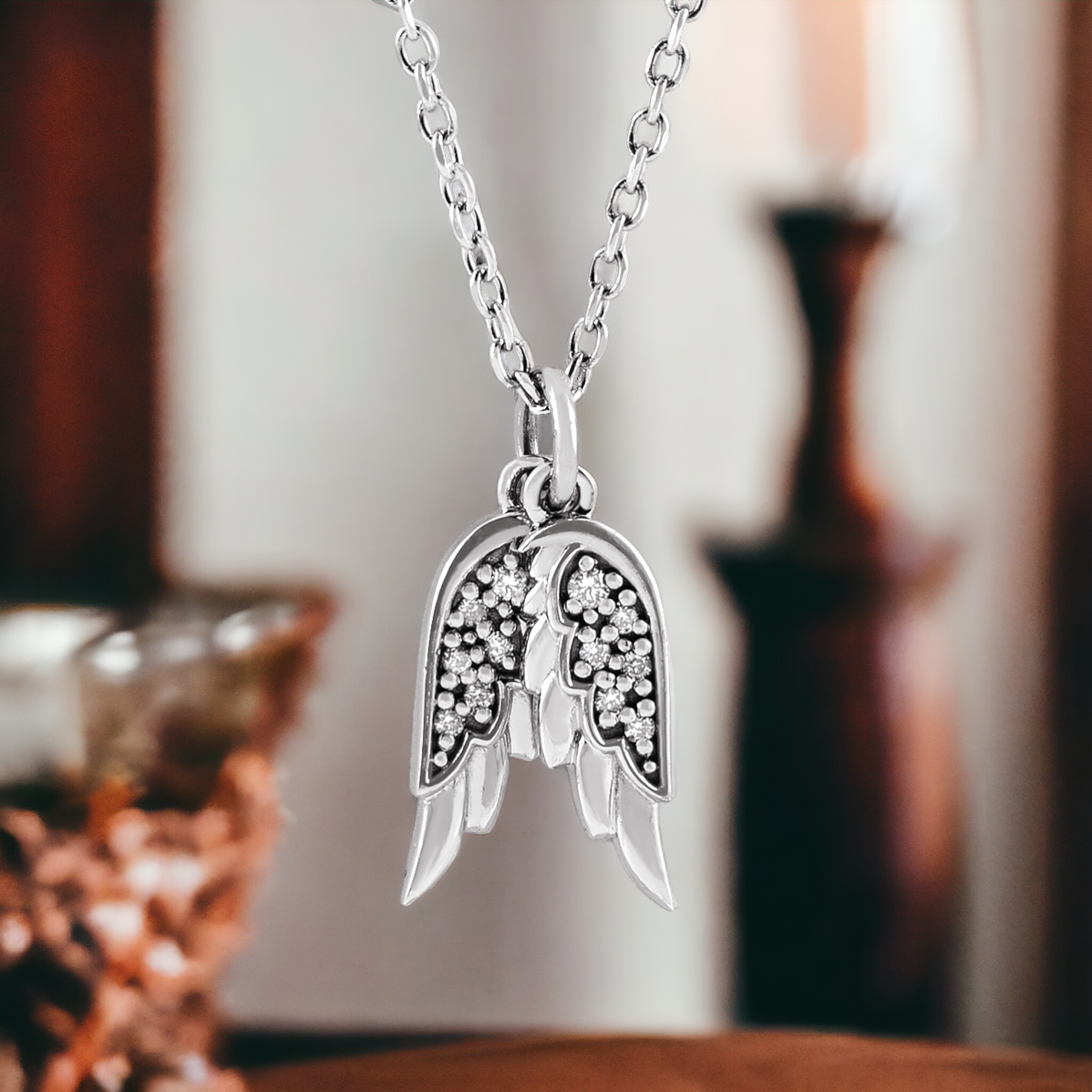 Guardian Angel Wings Diamond Necklace or Pendant in 14K Gold & Sterling Silver