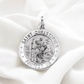 Sterling Silver St. Christopher medal pendant with detailed embossing, symbolizing guidance and protection.