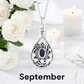 Birthstone Teardrop Cremation Ash Urn Necklace in Sterling Silver