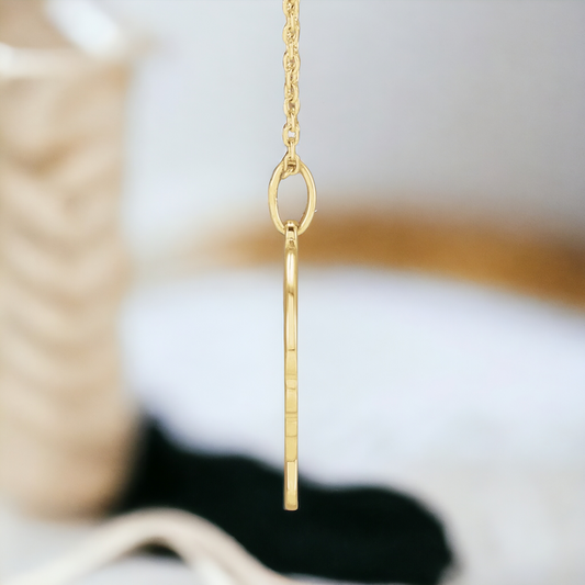 Side view of Guardian Angel Silhouette Necklace in 14k Gold