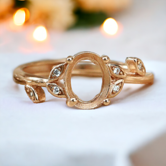 Flora: Petite Floral Breastmilk & Cremation Ring in Silver or 14K Gold