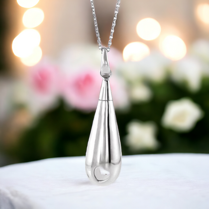 Teardrop Cremation Urn Necklace in 10K Gold or Sterling Silver