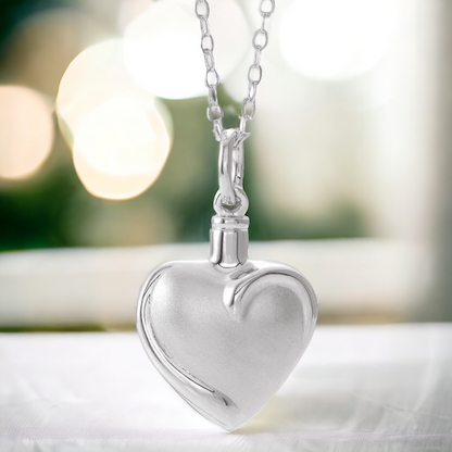 Engravable Heart Cremation Ash Urn Necklace in Sterling Silver or 10K Gold