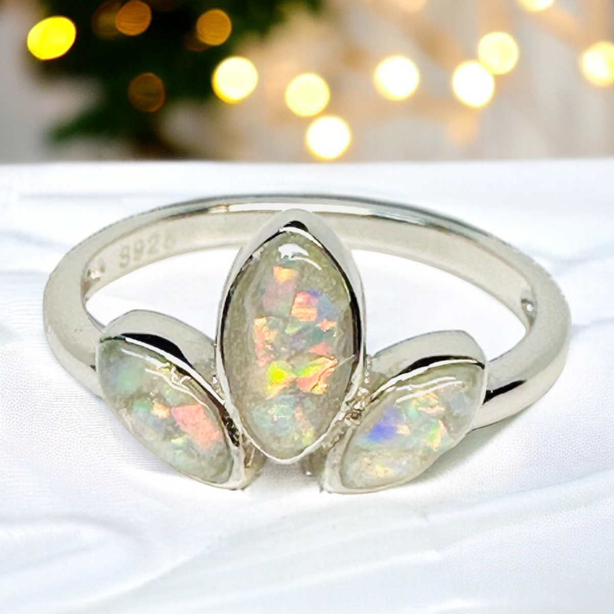 Tiara: 3 Stone Breastmilk & Cremation Ring in Sterling Silver or 14K Gold