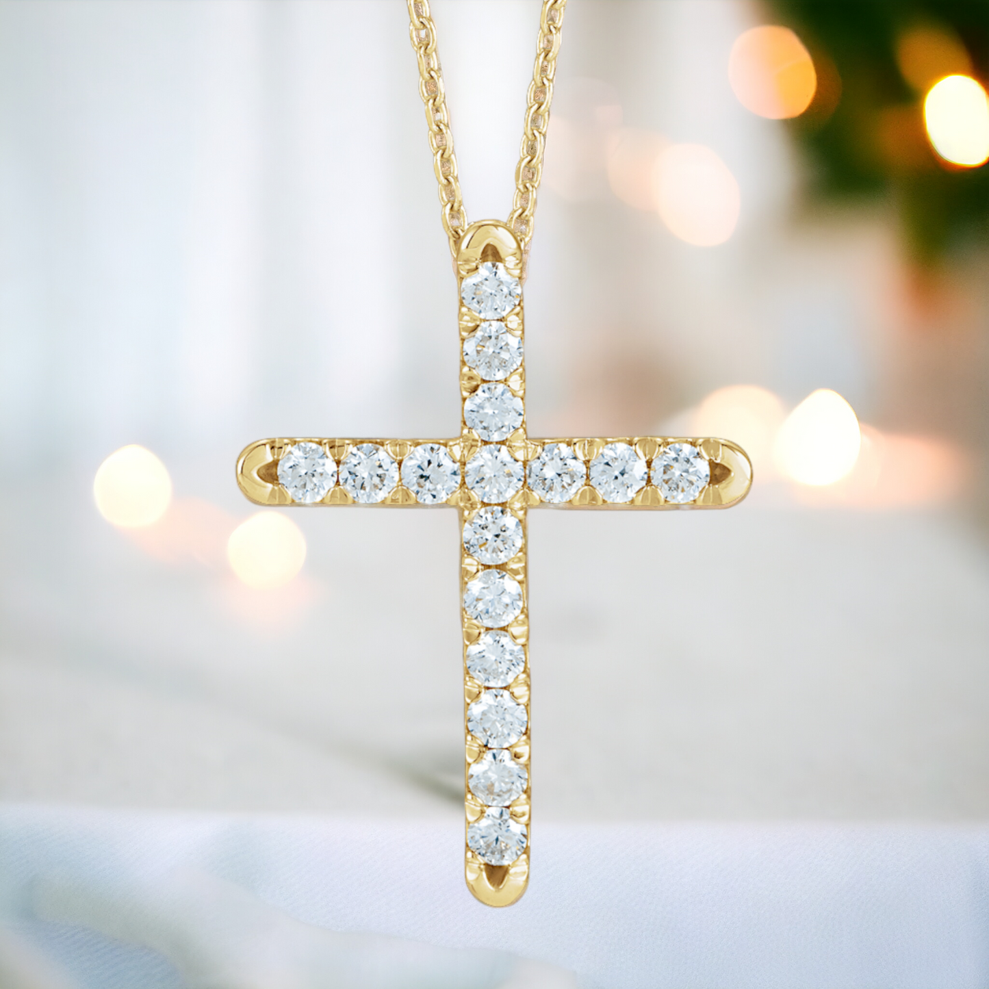 Diamond Cross Pendant or Necklace in 14K Gold