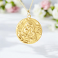 Heavenly Embrace Madonna and Child Pendant in 14k Gold shown on optional matching chain.