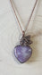 Floral Embrace Purple Larvikite Heart Necklace in Antiqued Copper