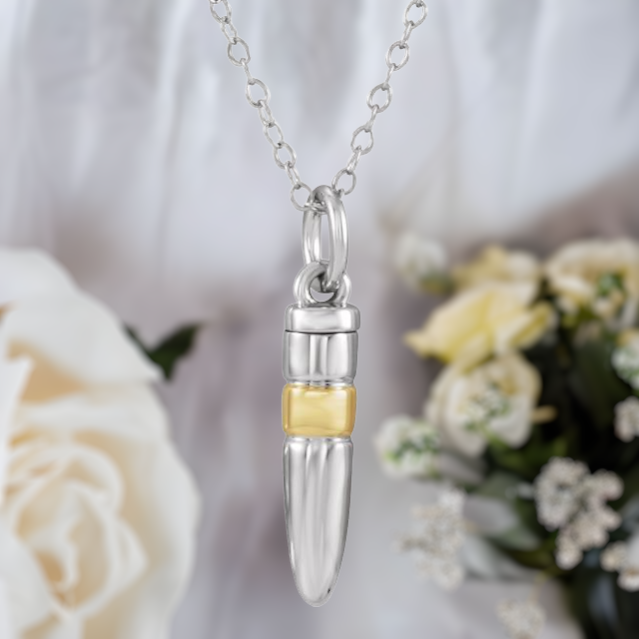 Bullet Ash Necklace in Sterling Silver or 10K Gold