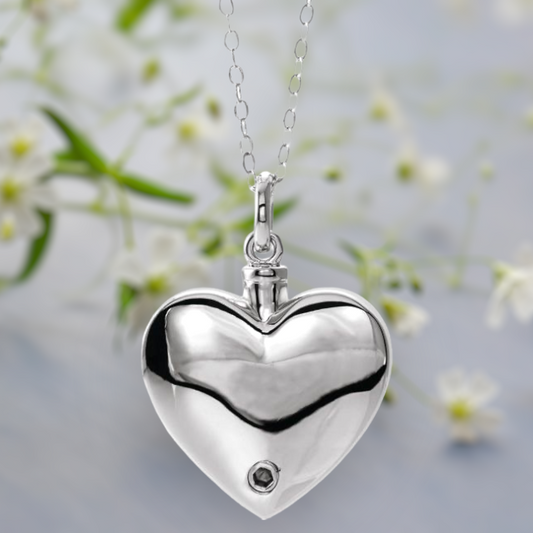 Sterling silver pet cremation ash necklace back.